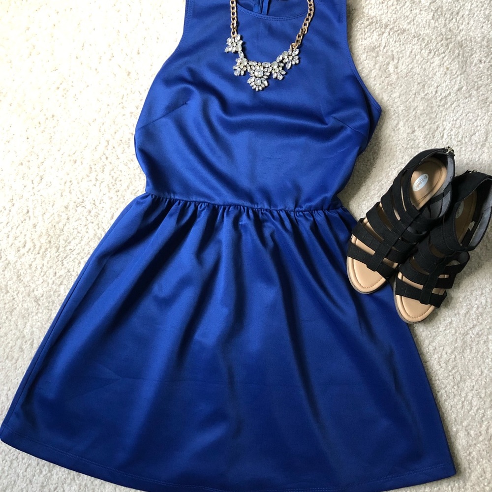 Blue holiday party dress